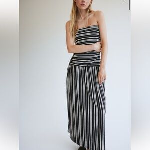 NWT H&M drop waist strapless striped dress